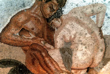 Szatír és nimfa mozaikja, Faun háza, Pompeii, Olaszország