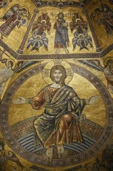 Keresztelőkápolnát borító mozaikok Firenze duomóban. Jézus Krisztus, Firenze, Olaszország
