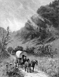 Öszvérkocsi áthalad a Cumberland Gapen, Kentucky államban