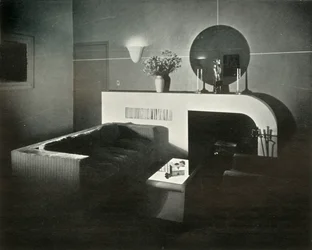 Raymond Loewy New York-i penthouse otthona, saját maga tervezte – Kandalló, 1937.