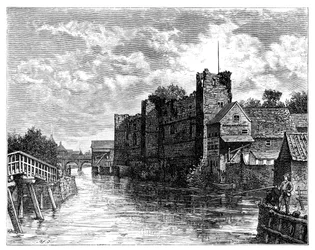 Newark kastély és a Trent folyó, Newark-on-Trent, Nottinghamshire, 1900