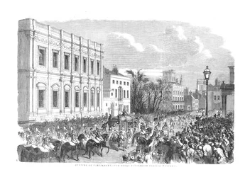 A Parlament megnyitása – A királyi körmenet a Whitehall mellett, 1854