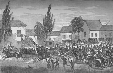 Oudtshoorn Mounted Volunteers indul a keleti határon, 1880