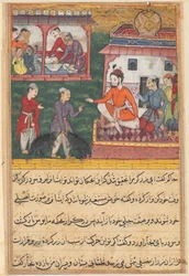 Oldal a Papagáj meséiből Tuti-nama: Harmadik este: Az ötvös ítélt, a medvekölykök..., c. 156