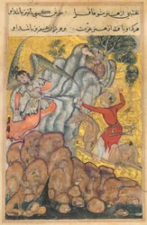 Oldal a Papagáj meséiből Tuti-nama: Harmincnegyedik éjszaka: A harmadik udvarló..., c. 1560.