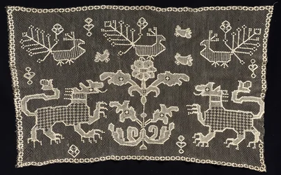 Panther párducokkal, madarakkal és virágmotívumokkal, 18-19. század.