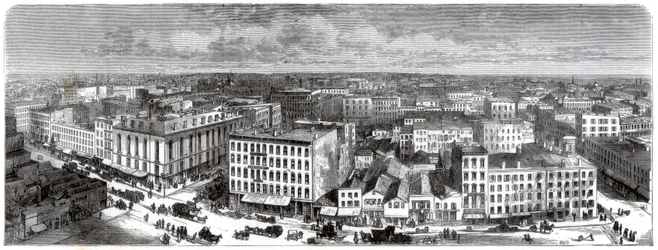 Chicagói panoráma a városháza tetejéről, USA, 1871