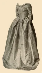 Kép egy érdekes kék ruháról, amelyet Mrs. St Clair viselt, 1760, 1937.