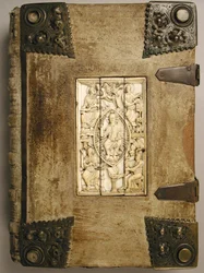 Emléktábla Krisztussal a felségben és a négy evangélistával, 1000-1100.