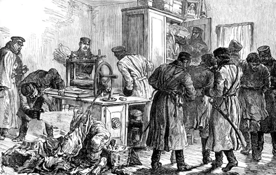 A rendőrség nihilista nyomdát fedez fel Szentpéterváron, Oroszországban, 1887