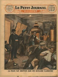 Rendőrségi razzia egy tiltott szeszfőzdében, 1930.