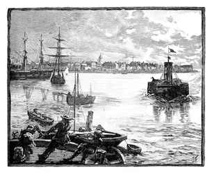 Portsmouth kikötője, Hampshire, 1888