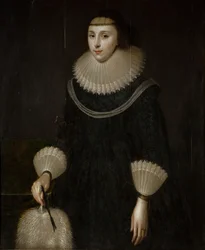 Egy legyezős hölgy portréja, 1600-1650.