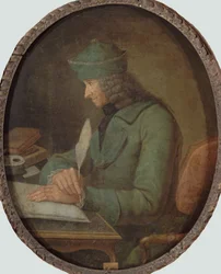 Francois Marie Arouet de Voltaire portréja 1694-1778, dolgozószobájában, XVIII. század 2. fele.
