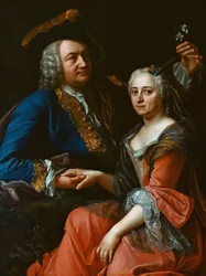 Johann Christoph Gottsched portréja 1700-1766 feleségével, Luise-szal, 1750 körül.