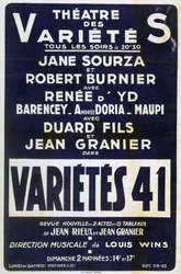 Reklámplakát Variétés 41 varieté, Franciaország, 1941