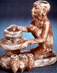 Fazekas edényeket forgat a keréken, ókori egyiptomi, óbirodalom, 5. dinasztia, ie 2565-2420