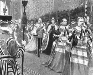 Alexandra hercegnő VII. Edward király első parlamentjének megnyitóján, 1901-ben.