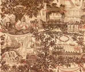 Nyomtatott vászontábla, amely Lord Nelson vikomt temetési menetét ábrázolja, 1806