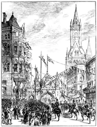 Felvonulás a városháza felé, Manchester, 1887