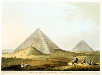 Piramisok Gízában, Egyiptom, 4. dinasztia, Óbirodalom, Kr.e. 26. század, 1801