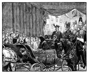 Viktória királynő megnyitja a Blackfriars Bridge-et, London, 1869