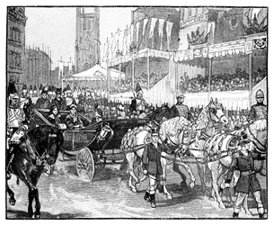 Viktória királynő megnyitja a Holborn viaduktot, London, 1869