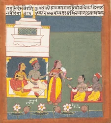 Ragini Des Variri: Oldal a szétszórt Ragamala sorozatból, a zenei módok koszorúja, kb. 1680.