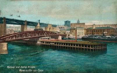 Vasúti és lengőhidak, Newcastle-upon-Tyne, c1905