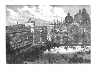 Az olasz csapatok fogadása a Szent Márk-székesegyház előtt, Velence, 1866