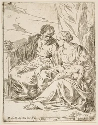 Pihenj az Egyiptomba tartó járaton, Mária a kisded Krisztust tartja kezében, míg Szent ..., kb. 1637-1639 vagy utána.