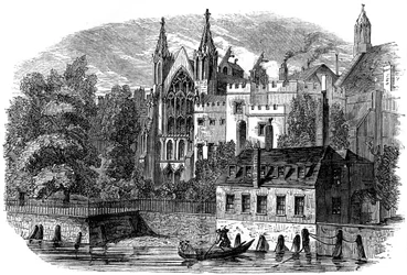 Folyó előtt a régi House of Peers House of Lords, London, 19. század