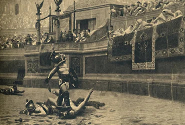 Róma – Colosseum – Le a hüvelykujj egy gladiátorharcban, 1910