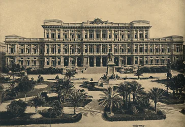 Róma – Prati di Castello. Calderini új törvényszékei és Cavour szobra, 1910