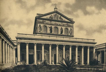 Roma - A Szent Pál-bazilika főhomlokzata falak nélkül, 1910.