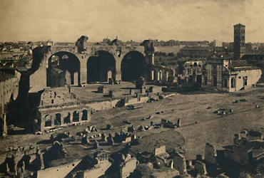Roma – Forum Romanum – Maxentius-bazilika és S. Francesca Romana templom, 1910