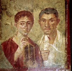 Terentius Neo és felesége római portréfestménye, Pompei, Olaszország