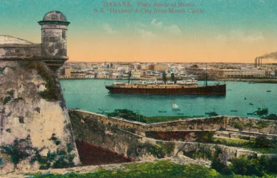 SS Havanna és város a Morro kastélyból, Havanna, Kuba, 1910