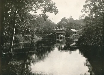 Szent Horse Shoe Lake és Zayats, Wingaba, Rangoon, 1900.