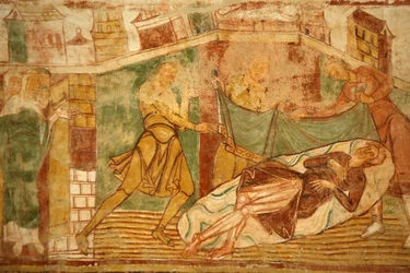 Saint-Savin sur Gartempe apátsági templom Hajóboltozat festmény: Ószövetségi jelenet Noah Saint-Savin Franciaországgal