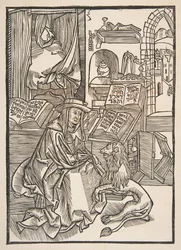 Szent Jeromos tövis kiemelése az oroszlán lábából, Lyons 1508 copy.n.d.