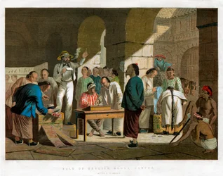 Angol áruk eladása, Kanton, 1858