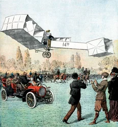 A Santos-Dumont az első motoros repülőgépet hajtja végre Európában, Párizs, 1906