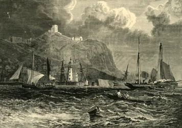 Scarborough-kastély, a tenger felől, 1898.