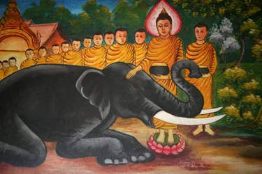 Jelenet Buddha Vientiane Laosz életéből