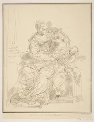 Ülő nő puttóval, 1775.