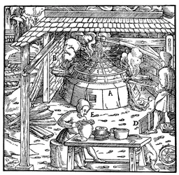 Ólom elválasztása ezüsttől vagy aranytól kupelláló kemencében, 1556