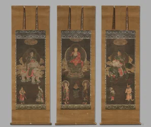 Shakyamuni Triad: Buddha Manjushri és Samantabhadra látogatott el, az 1300-as évek végén.