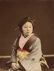 Shin, egy jól ismert teaházi lány Yokohamában, 1870-es évek.
