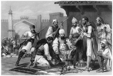 A szikh csapatok felosztják a lázadóktól elvett zsákmányt, 1857, 1860